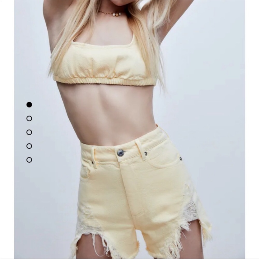Zara yellow denim shorts